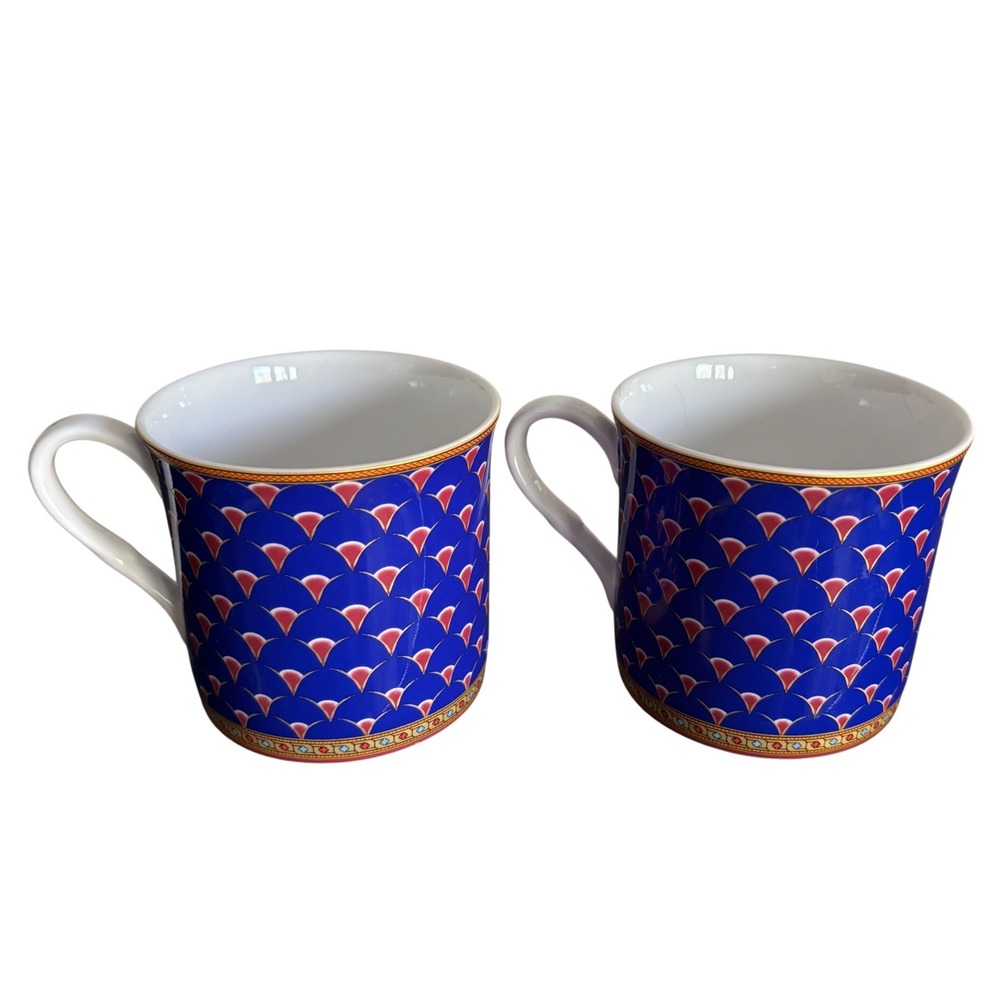 STECHCOL Coastline Imports 2 Mugs Art Nouveau Moroccan Mosaic Gracie Bone China
